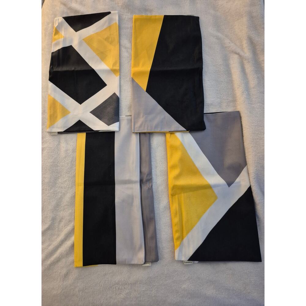 Set of 4 Modern Geometric Pillow Covers (18x18) – Mustard, Grey & Charcoal